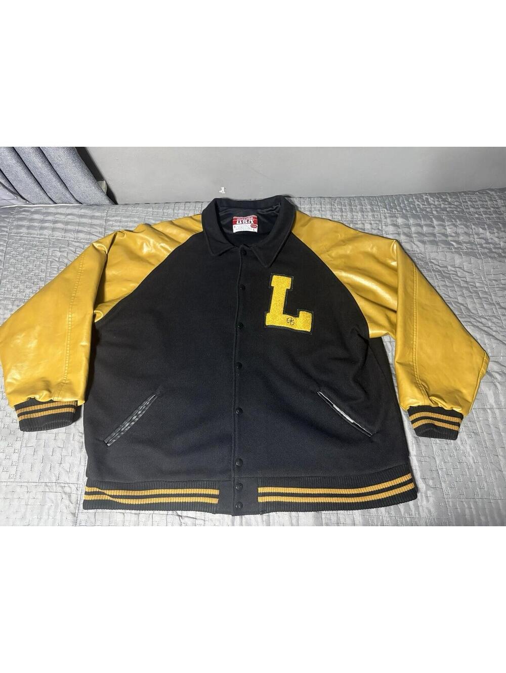 Awards USA Varsity Football Letterman Jacket 4XL Letter L Logo w/Basketball